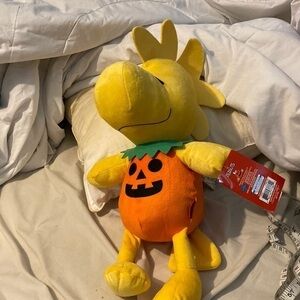 Peanuts Woodstock Pumpkin Plush Halloween Jack O Lantern 20" Stuff Animal